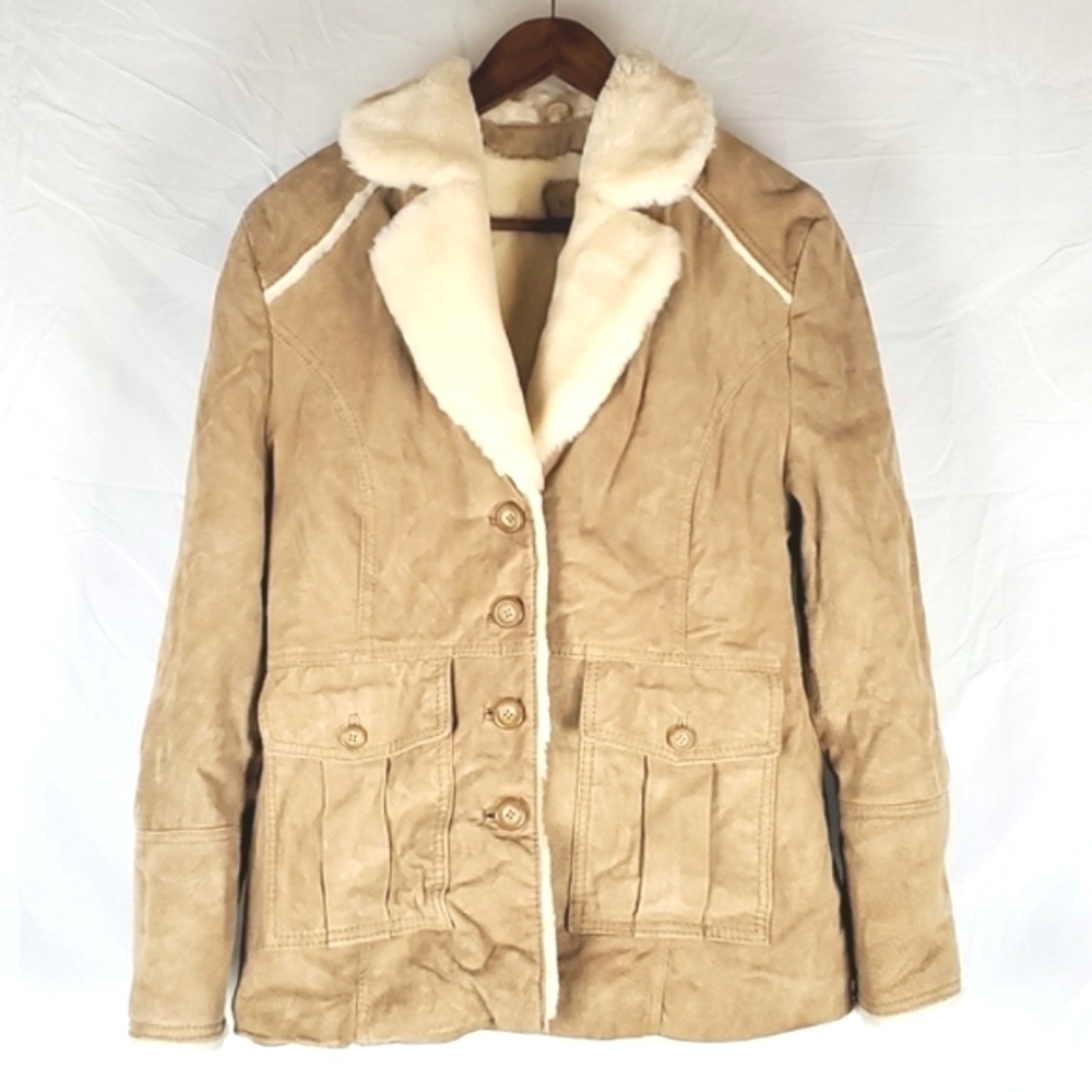Wilsons Leather Genuine‎ Leather Fur Trim Coat